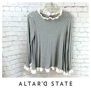 Altar'd State Ruffled Striped Shirt